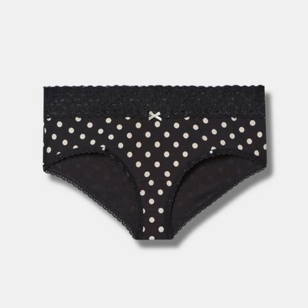 Torrid Cotton Mid Rise Cheeky Lace Trim Panty
